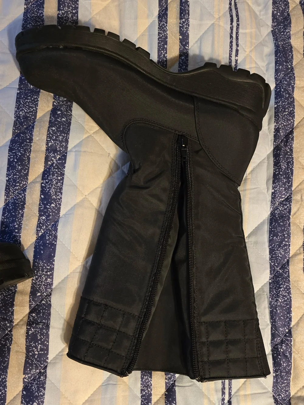 Black Women's Mid-Calf Zipper Winter Boots Fur Lined Sz 8